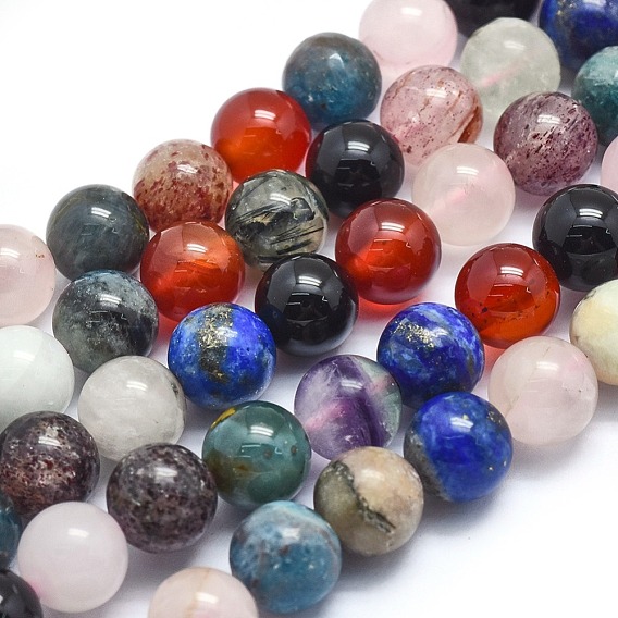 Natural Mixed Gemstone Beads Strands, Round