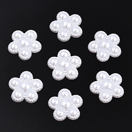 Flower ABS Plastic Imitation Pearl Cabochons, 17x3.5mm, about 1000pcs/bag
