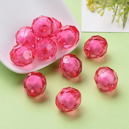 Transparent Acrylic Beads, Bead in Bead, Faceted, Round
