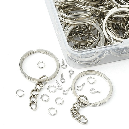 Набор для изготовления брелка своими руками, в том числе латунные переходные кольца, железные сплит кольца для ключей и винтовые петли