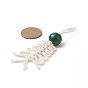 Décoration pendentif perle ronde en bois, ornement suspendu en cordon de coton macramé noeud