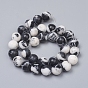 Brins de perles de jaspe zèbre imitation pierres précieuses naturelles, ronde