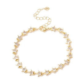 Bracelet à maillons étoiles en zircone cubique transparente, bijoux en laiton pour femmes, sans cadmium et sans plomb