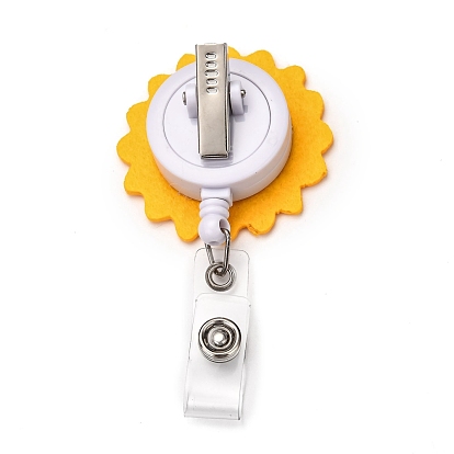Sunflower Felt & ABS Plastic Badge Reel, Retractable Badge Holder, with Iron Alligator Clip, Platinum