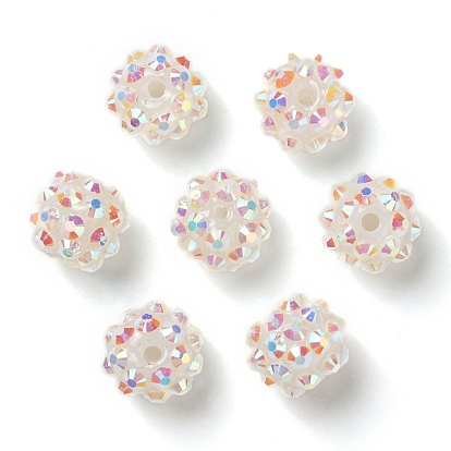 Perles de strass en résine , avec le style de la gelée à l'intérieur, couleur ab , ronde, Trou: 2mm