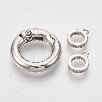 Латунные кольца из микро-паве циркония, уплотнительные кольца, без никеля , прозрачные