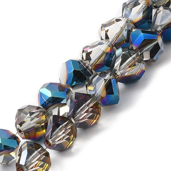 Transparent Electroplate Glass Beads Strands, Faceted, Teardrop