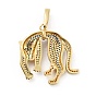 Rack Plating Brass Micro Pave Cubic Zirconia Pendants, Long-Lasting Plated, Lead Free & Cadmium Free, Real 18K Gold Plated, Leopard