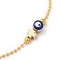 Beaded Bracelets, with Brass Clover Beads & Ball Chains, Evil Eye Alloy Enamel Beads, 304 Stainless Steel Lobster Claw Clasps