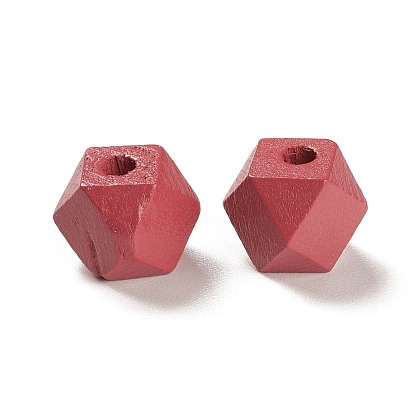 Spray Painted Natural Maple Wood Beads, Hexagon