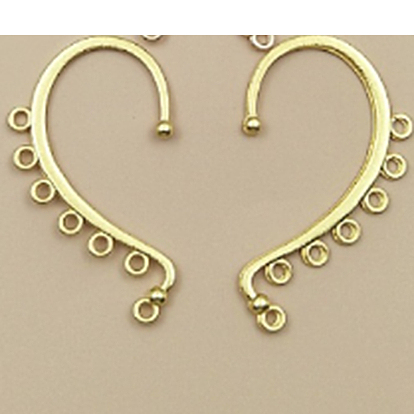 Alloy Ear Cuff Findings, Climber Wrap Around Earring Findings, with Horizontal Loops, Long-Lasting Plated