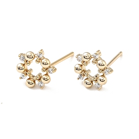 Clear Cubic Zirconia Ring Hoop Earrings, Rack Plating Brass Jewelry for Women, Cadmium Free & Nickel Free & Lead Free