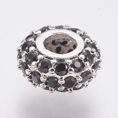 Micro en laiton pavent des perles cubes de zircone, sans plomb et sans cadmium, rondelle