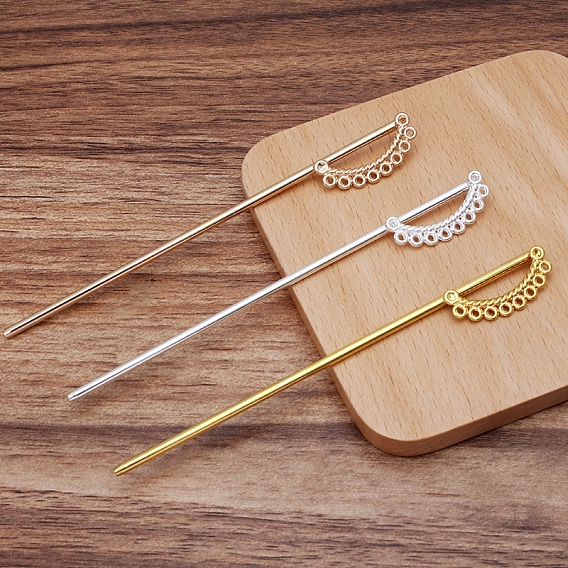 Accessoires de bâton de cheveux en alliage, avec épingles et boucles en fer, d forme