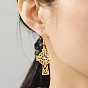 304 Boucles d'oreilles pendantes croix en acier inoxydable avec nœud de marin pour femme