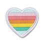 Apliques de rayas de corazón y arcoíris, tela de bordado computarizada para planchar / coser parches, accesorios de vestuario