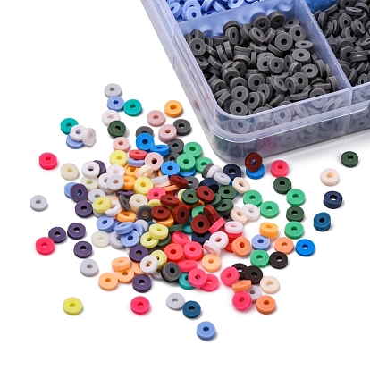 8400Pcs 24 Colors Eco-Friendly Handmade Polymer Clay Beads, Disc/Flat Round, Heishi Beads