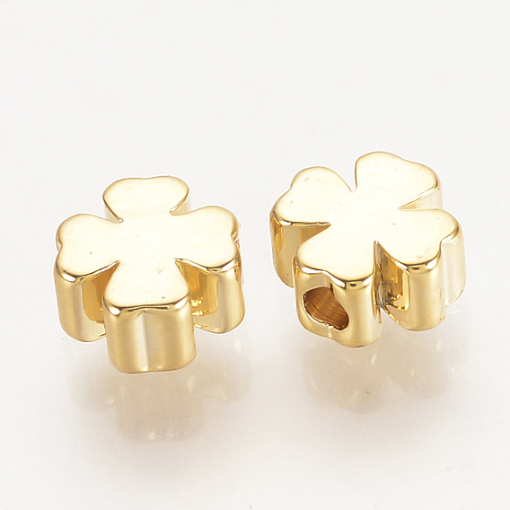 Brass Spacer Beads, Nickel Free, Real 18K Gold Plated, Clover