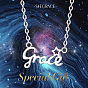 SHEGRACE 925 Sterling Silver Pendant Necklaces, with Cable Chains, Word Grace