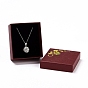 Paper with Sponge Mat Necklace Boxes, Rectangle with Gold Stamping Flower Pattern