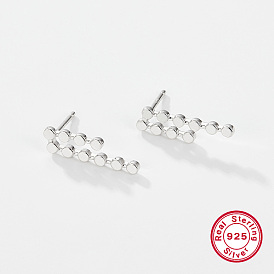 Rhodium Plated 925 Sterling Silver Mini Dot Bar Stud Earrings