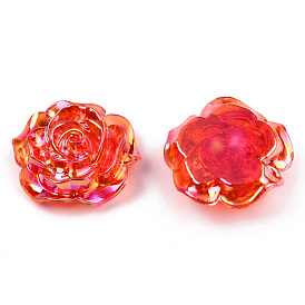 Transparent ABS Plastic Cabochons, AB Color Plated, Rose