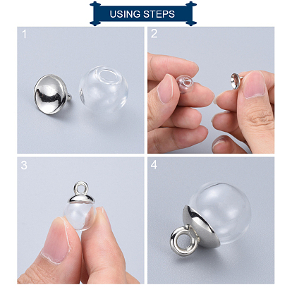 Bails de pendentif de capuchon de perle en plastique, pour les pendants de couverture de bulle de verre de globe