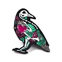 Скелет попугая с эмалированной булавкой в виде сердца на хэллоуин, значок из сплава животных для рюкзака, электрофорез черный
