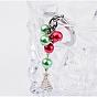 Glass Pearl Bead Keychain, with Alloy Findings for Christmas, 100mm