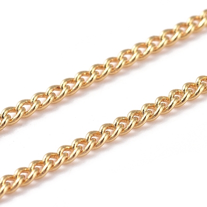 Brass Curb Chains, Twisted Chains, Soldered, Long-Lasting Plated, Real 18K Gold Plated, with Spool