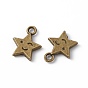 Tibetan Style Alloy Charms, Star with Smiling Face Charm