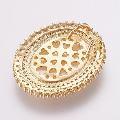 Micro latón allanan colgantes cúbicos del zirconia, con concha tallada virgen, larga duración plateado, oval, real 18 k chapado en oro