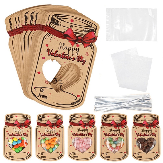 Kits de manualidades para tarjetas del día de san valentín, incluyendo cartón, cuerda, bolsa de plastico