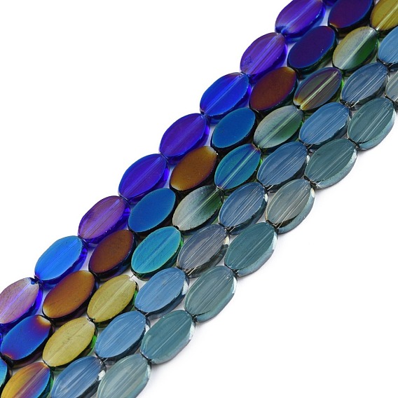 Painted Transparent Glass Beads Strands, Oval