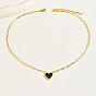 Colliers à pendentif coeur en coquillage naturel avec chaînes trombones en acier inoxydable doré