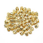Brass Corrugated Beads, Bicone, Real 18K Gold Plated