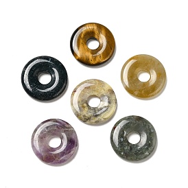 Gemstone Pendants, Donut/Pi Disc Charm