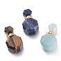 Pendentifs de bouteille de parfum ouvrants de pierres précieuses naturelles à facettes, avec 304 accessoires en acier inoxydable, bouteille