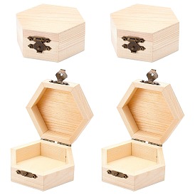 Pine Storage Box, with Iron Findings, Hexagon