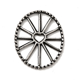 Style tibétain 304 menuisiers filigranes en acier inoxydable, roue ovale avec motif coeur