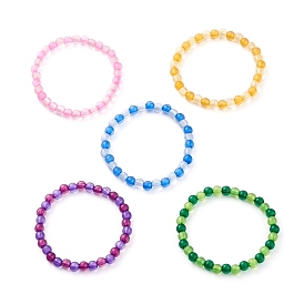 Bracelets extensibles en perles rondes acryliques transparentes pour enfants