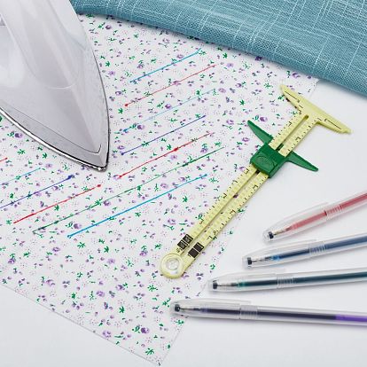 Calibre deslizante gorgecraft herramienta de regla de costura de medición y calibre deslizante de plástico 5 -in- 1, para coser, elaboración, marcando agujeros de botón