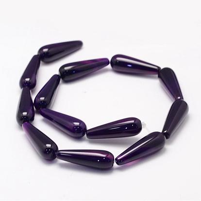 Natural Agate Bead Strands, Drop, Dyed & Heated