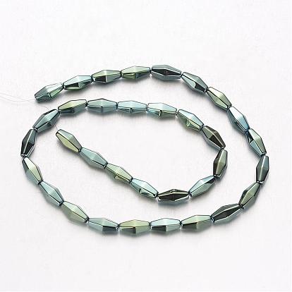 Electroplate Non-magnetic Synthetic Hematite Bead Strands, Faceted, Bicone, 12x6mm, Hole: 1mm, about 34pcs/strand, 15.7 inch