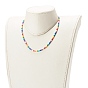 Perles de rocaille de verre des colliers en perles, avec des chaînes en laiton de trottoir