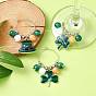 Saint Patrick's Day Alloy Enamel Wine Glass Charms, with Round Resin Beads and Brass Hoop Earrings Findings, Clover & Hat