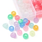 200pcs 10 couleurs perles en plastique transparentes et lumineuses, givré, brillent dans le noir, baril