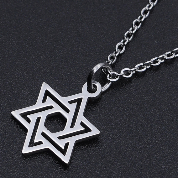 201 pendentifs en acier inoxydable, avec des chaînes du câble et fermoirs pince de homard, pour juif, étoile de david