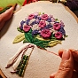 Kit de bordado diy con patrón de flores, incluyendo agujas de bordar e hilo, ropa de algodón