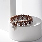 Ensembles de bracelets extensibles en perles de bois et d'howlite synthétique, 3d bracelets empilables de charme de tête de bouddha et de coeur d'alliage pour des femmes